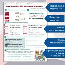 Рабочий лист (+аудирование) + Домашнее задание по теме Личные местоимения в единственном числе Pronoms personnels (Vous, Nous, Ils, Elles) на примере темы la famille \ Семья.