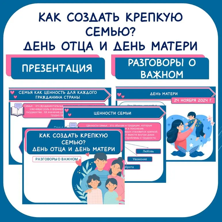 Как создать крепкую семью? День отца и день матери. Разговоры о важном. Презентация 1-9 кл.
