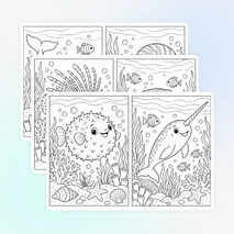 Всемирный день моря | Раскраски «Морские обитатели» для детей | 20 раскрасок А5 | Море, океан, морские животные