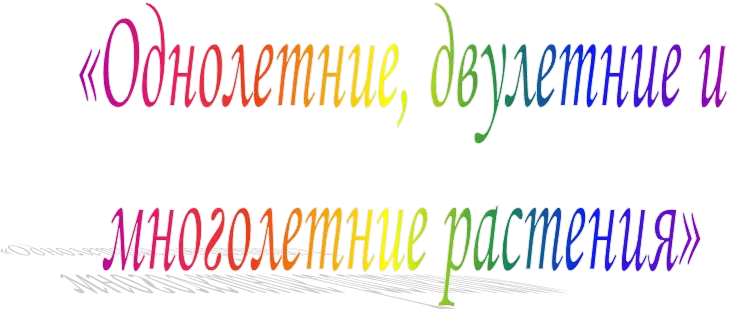 «Однолетние, двулетние и 
многолетние растения» 