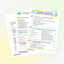 Рабочий лист «Биография и произведения русских писателей: А. П. Чехов»