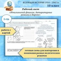 Рабочий лист «Итальянский фашизм. Авторитарные режимы в Европе»/ Всеобщая история. 1914—1945 годы. Базовый уровень 10 класс