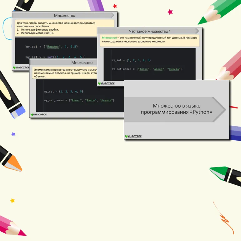 Презентация по теме «Множество в языке программирования Python».
