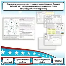 Рабочий лист по географии «Макроэкономические показатели США. Практическая работа» (углубленный уровень)