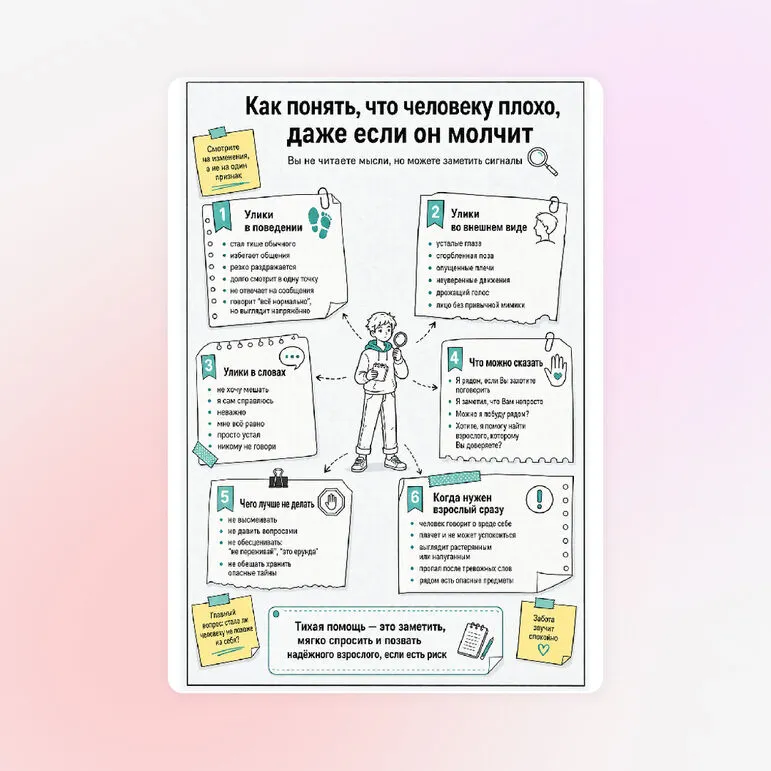 Памятка «Как понять, что человеку плохо, даже если он молчит»