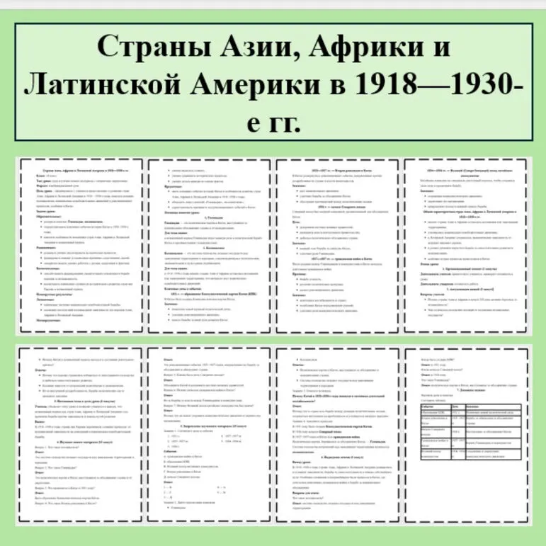 Конспект урока по Всеобщей истории 10 класс. Тема: «Страны Азии, Африки и Латинской Америки в 1918—1930-е гг.» В.Р. Мединский, А.О. Чубарьян