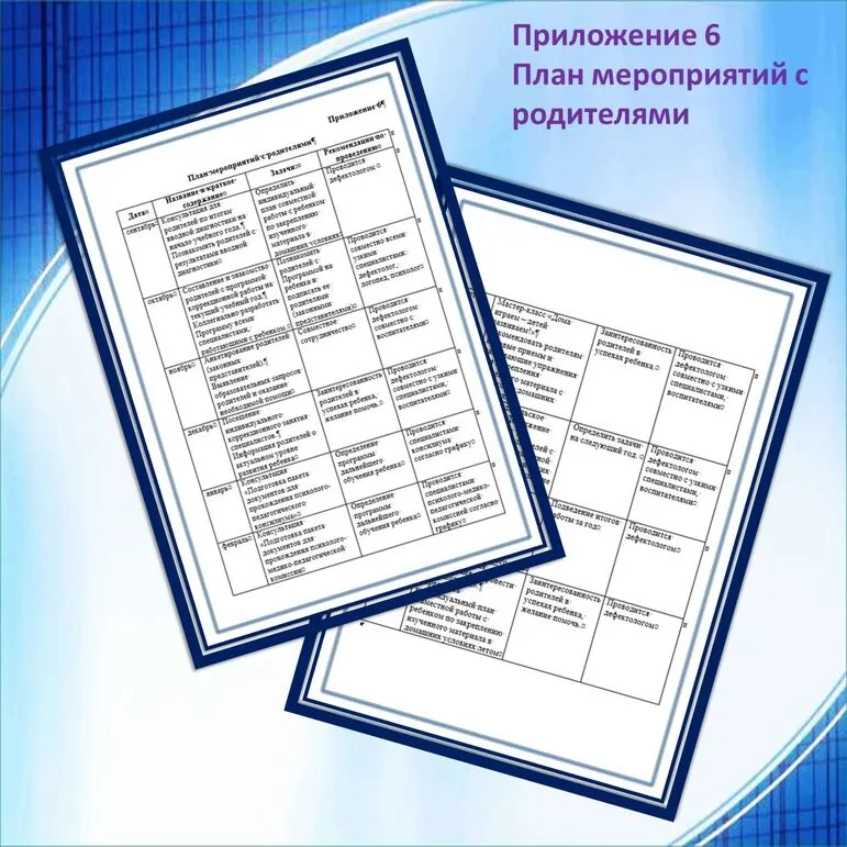 «План мероприятий с родителями» слушателя курсов учителя-дефектолога стажировочной площадки