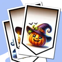 Halloween. Оформление флажками на английском (буквы, цифры, знаки, рисунки)
