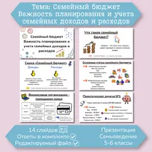 Презентация «Семейный бюджет». Курс «Семьеведение» 5 класс