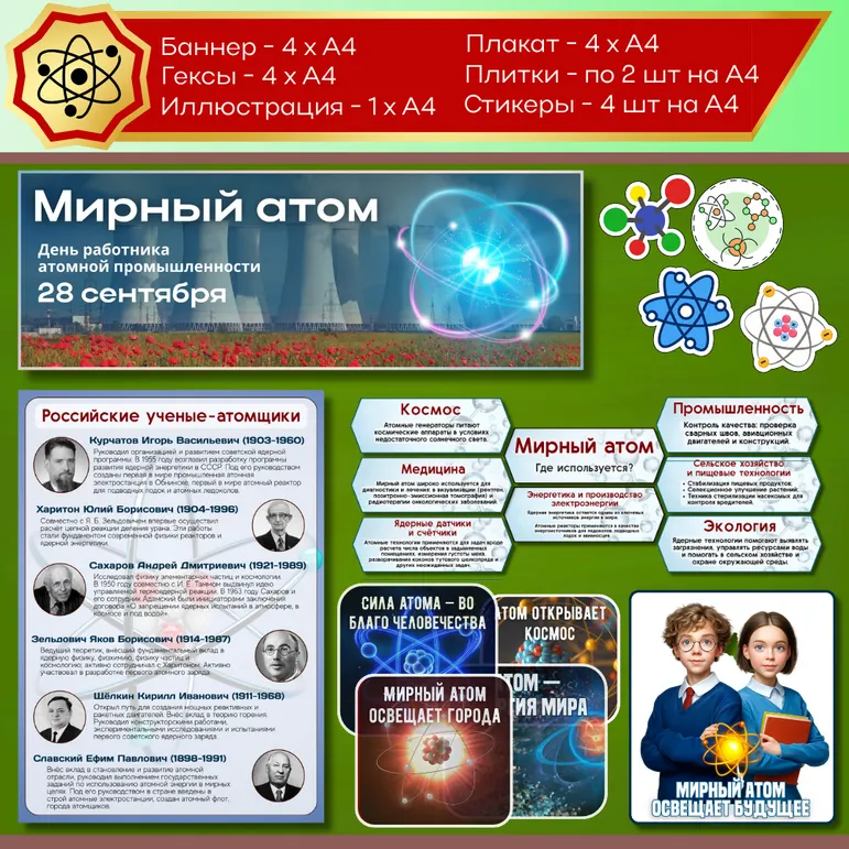 Оформление «Мирный атом. День работников атомной промышленности». Разговоры о важном, тематические классные часы.