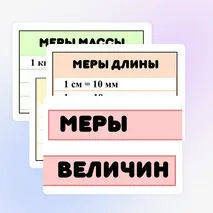 «Меры величин» наглядный материал по математике для начальной школы 1,2,3,4 класс.