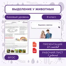 «Выделение у животных», 8 класс