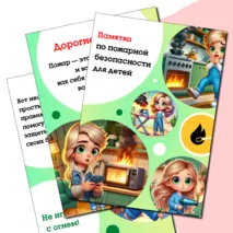 Памятки по пожарной безопасности.10 листов А4.