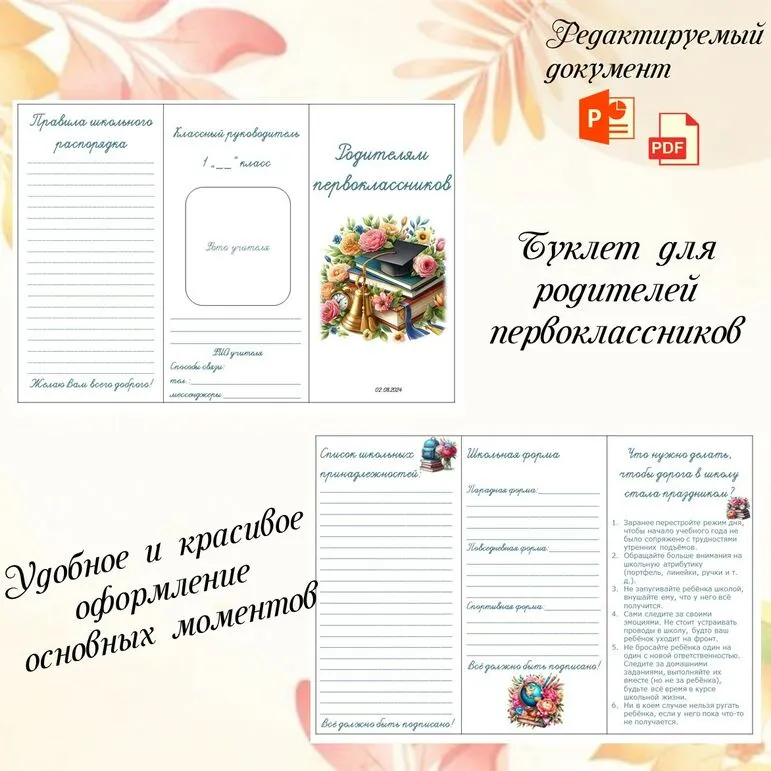 Шаблон буклета для родителей первоклассников