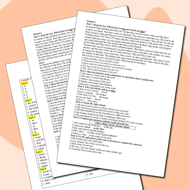 Контрольная работа по английскому языку за 1 четверть (5 класс, Rainbow English-5)