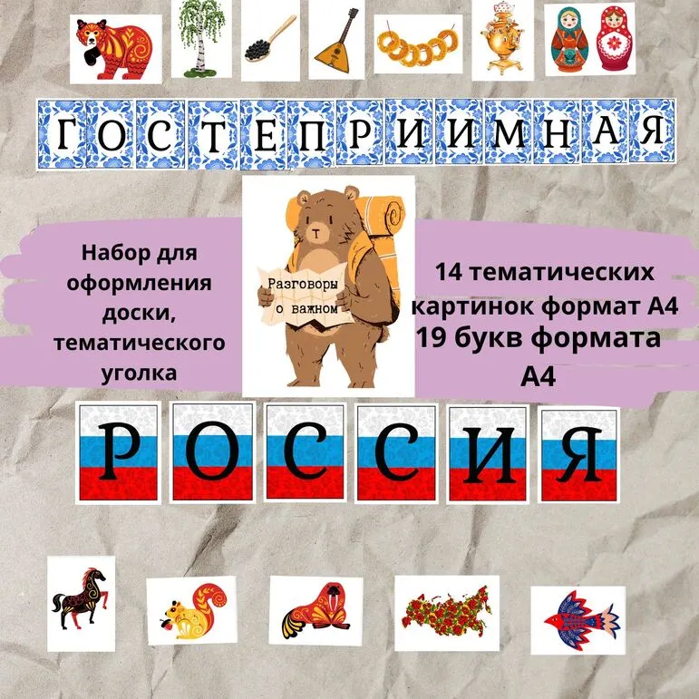 Гостеприимная Россия. Разговоры о важном Набор для оформления доски, тематической выставки