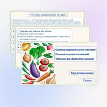 Основы рационального питания. Пищевая ценность овощей. Технологии обработки овощей