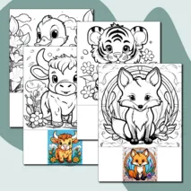 Рабочий лист для ИЗО, 44 раскраски и ярких изображения животных для уроков ИЗО и творчества