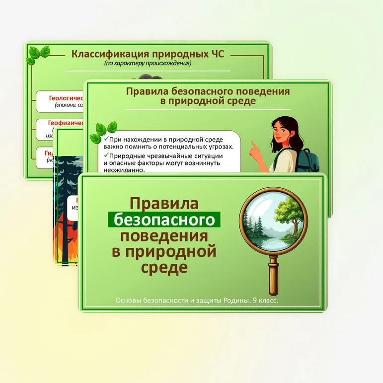 Презентация по ОБЗР по теме: «Правила безопасного поведения в природной среде». 9 класс.