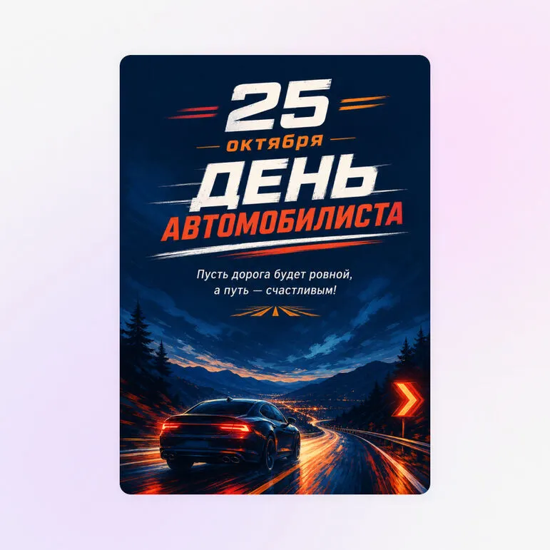 Открытка к Дню автомобилиста в России