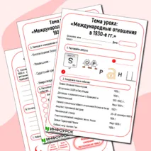 Рабочий лист по Всеобщей истории по теме: «Международные отношения в 1930-е гг.» для 10 класса