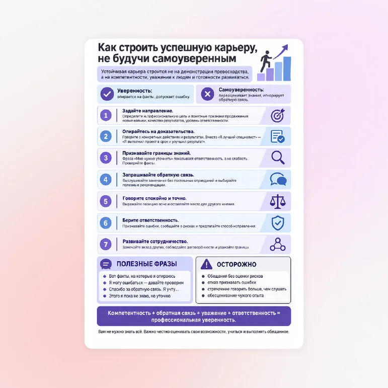 Памятка «Как строить успешную карьеру, не будучи самоуверенным»