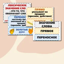Наглядный материал «Слово и его лексическое значение. Однозначные и многозначные слова. Прямое и переносное значение слова»