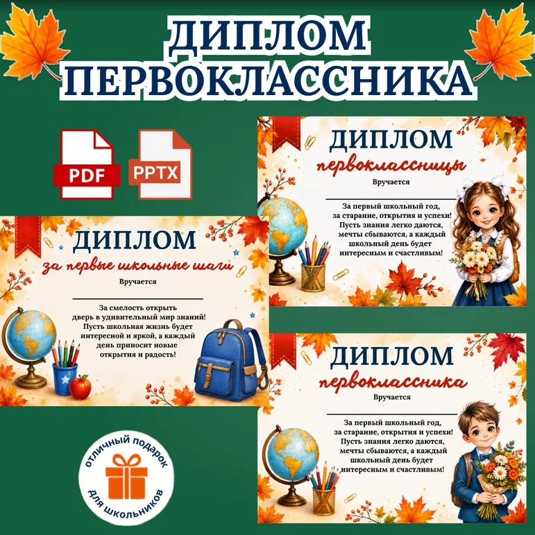 Диплом первоклассника к 1 сентября. Диплом для первоклассников на День Знаний