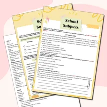 Рабочий лист на тему «School Subjects» (Школьные предметы)