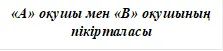 «А» оқушы мен «В» оқушының пікірталасы
