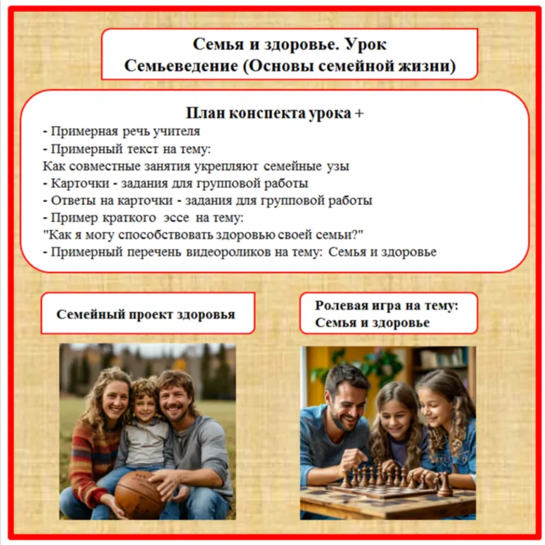 Семья и здоровье. Урок. Семьеведение (Основы семейной жизни) Согласно ФГОС И ФООП ООО
