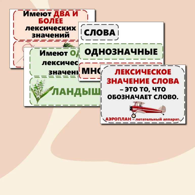 Наглядный материал «Слово и его лексическое значение. Однозначные и многозначные слова. Прямое и переносное значение слова»