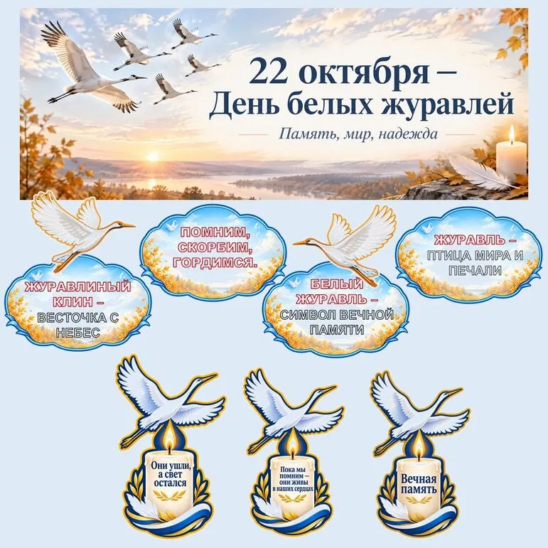 Оформление «День белых журавлей». 22 октября — «День белых журавлей».