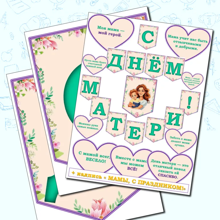 С днём Матери. День Матери. Растяжка +речевые облачка. Растяжка 
