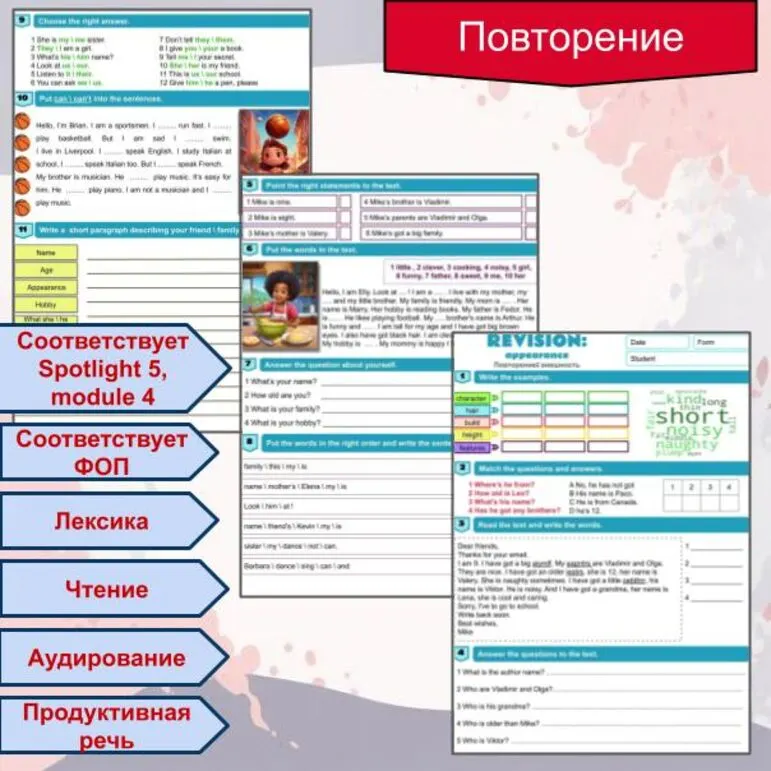 Рабочий лист (+аудирование) по теме Revision 