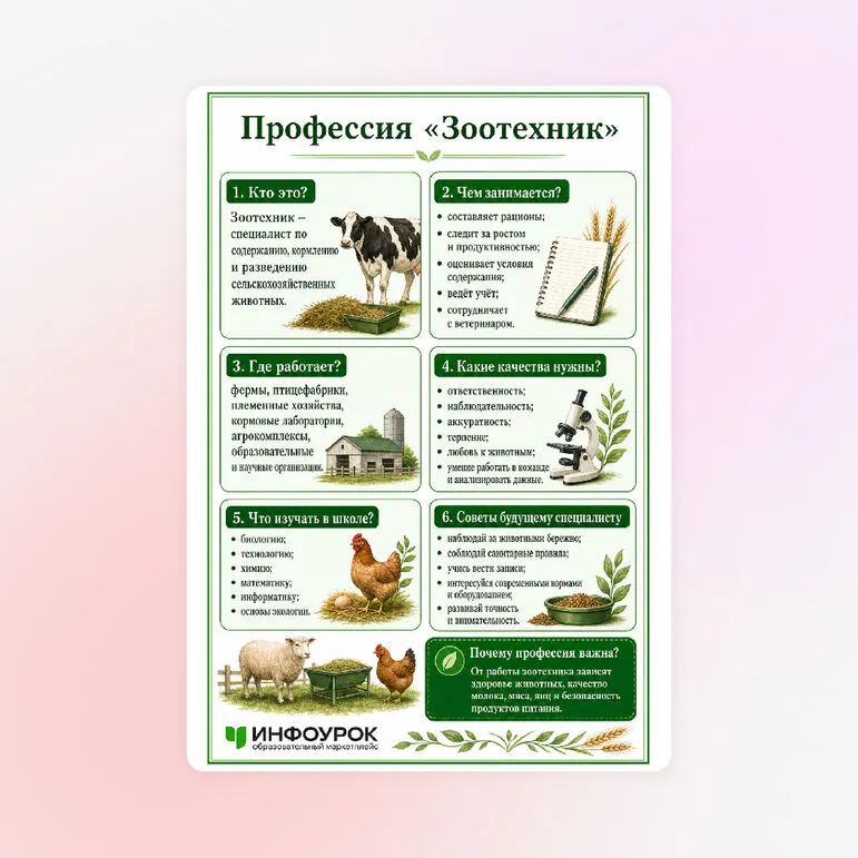 Памятка «Профессия «Зоотехник»»