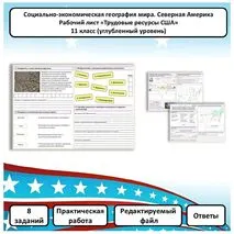 Рабочий лист по географии «Трудовые ресурсы США. Практическая работа» (углубленный уровень)