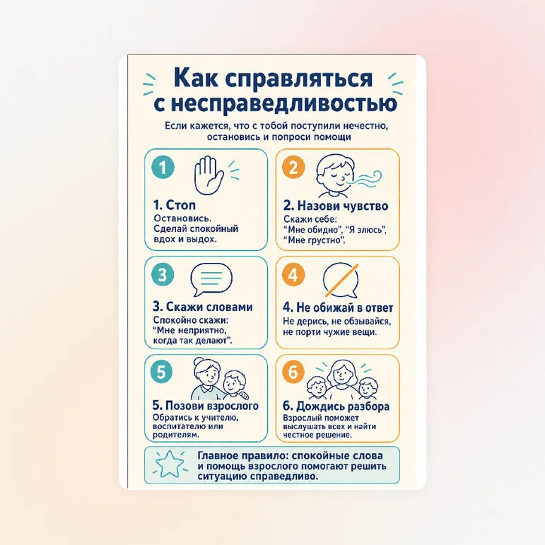 Памятка «Как справляться с несправедливостью»