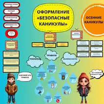 Оформление доски «Безопасные каникулы» (Осенние каникулы)