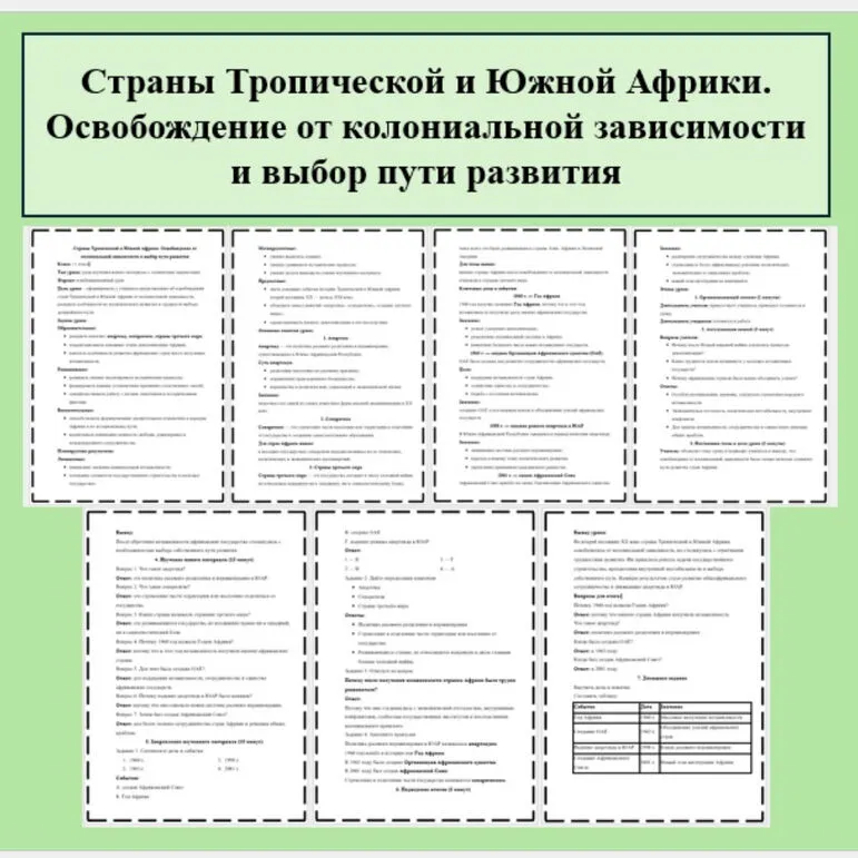 Конспект урока по Всеобщей истории 11 класс. Тема: «Страны Тропической и Южной Африки. Освобождение от колониальной зависимости и выбор пути развития » В.Р. Мединский, А.О. Чубарьян