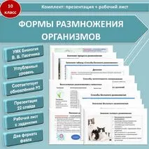 Комплект: презентация + рабочий лист по теме «Формы размножения организмов». Биология. 10 класс, углубленный уровень