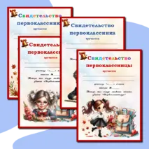 «Свидетельство первоклассника (первоклассницы)». Редактируемые шаблоны.