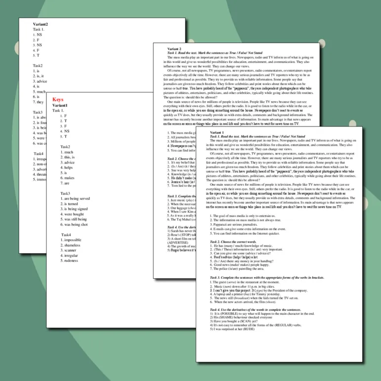 Контрольная работа по английскому языку за 1 четверть (9 класс, Rainbow English-9)
