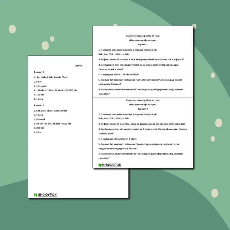Самостоятельная работа по информатике 
