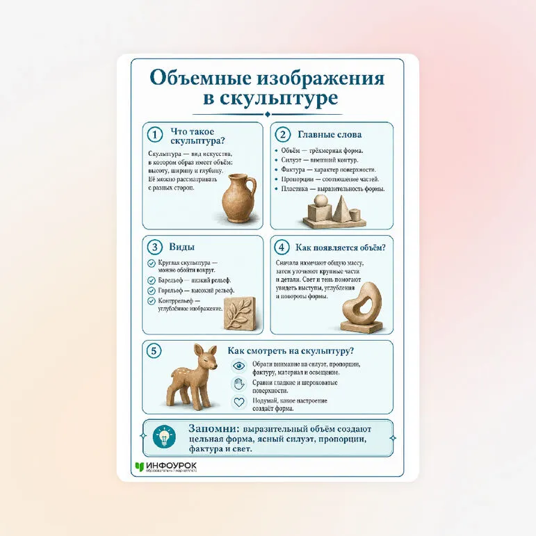 Памятка «Объемные изображения в скульптуре»