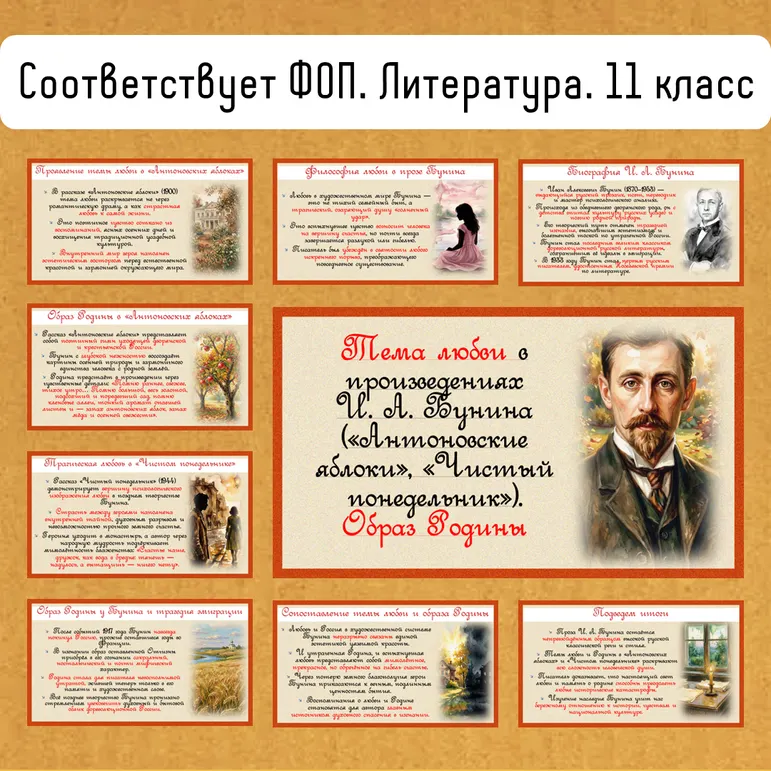 Тема любви в произведениях И.А. Бунина («Антоновские яблоки», «Чистый понедельник»). Образ Родины