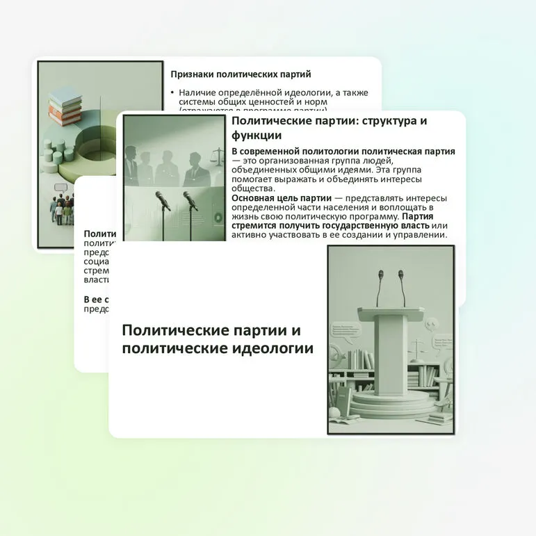 Презентация по обществознанию «Политические партии и политические идеологии», 11 класс (углубленный уровень)