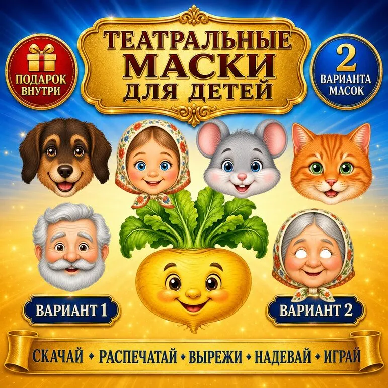 Маски для сказки «Репка»
