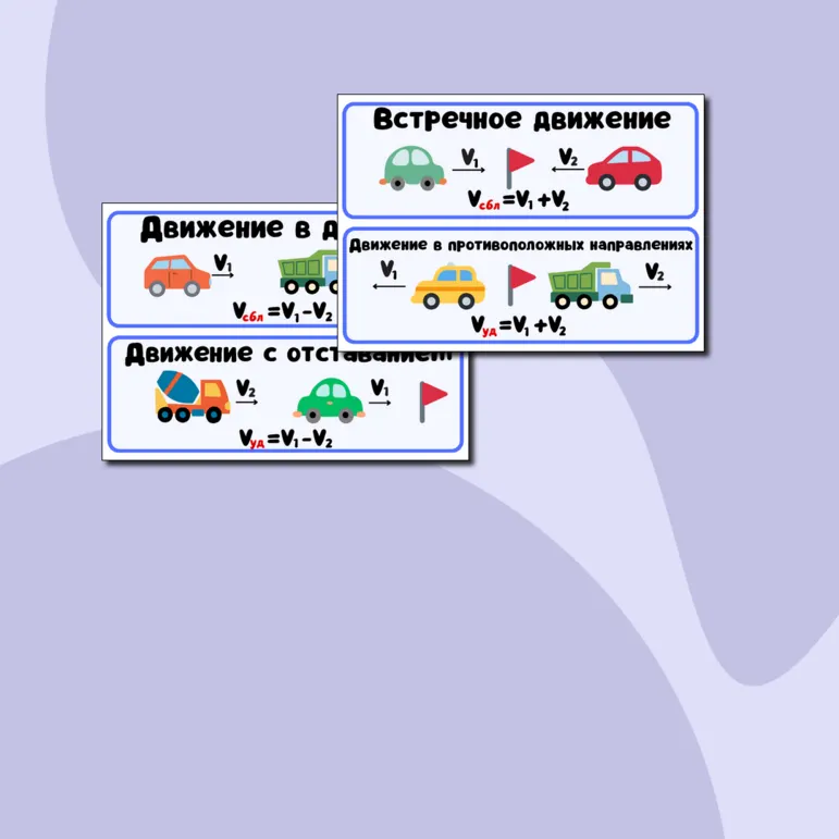 Математика 4 класс. Карточки для доски - Задачи на движение