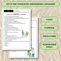 Тест по ОБЗР в 9 классе на тему: Профилактика неинфекционных заболеваний